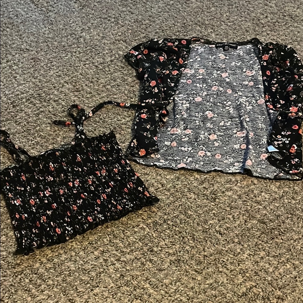 Almost Famous Black Floral Top Set